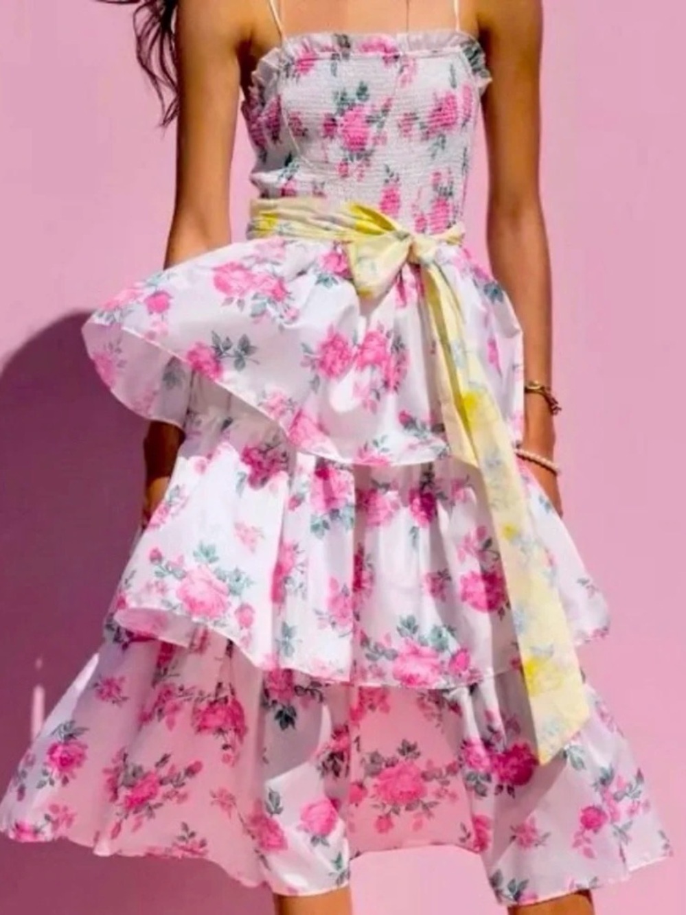 LoveShackFancy x Target Elise Floral Smocked Tiered Midi Dress XL